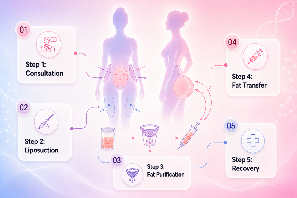 Brazillian Butt Lift procedure explained step by step